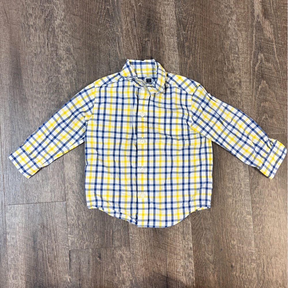 Janie and Jack Yellow and Blue Plaid Kids Shirt